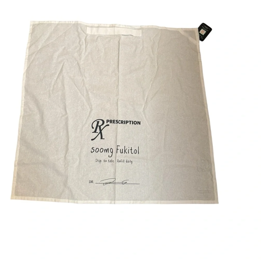 NEW! FUKITOL Rx Prescription, 500 MG Flour Sack Tea Towel White Black Funny Gag